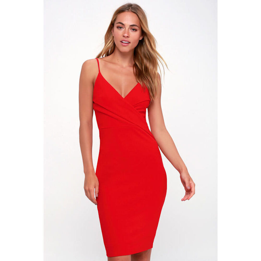 Lulus Light My Fire Red Bodycon Dress - Size S